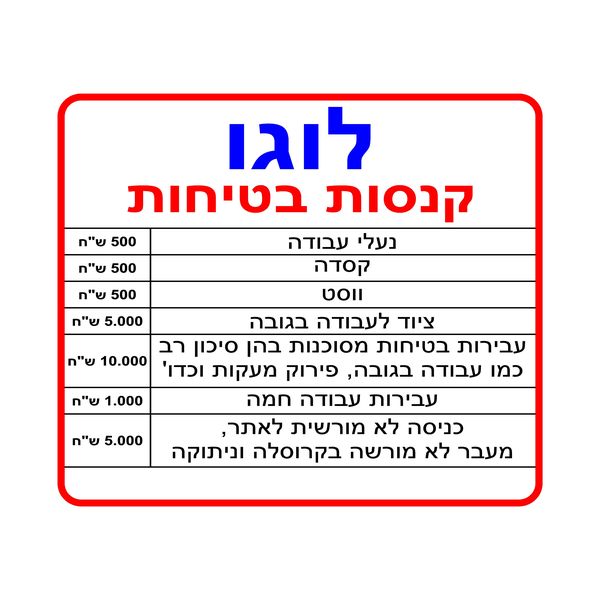 שלטי פח אלומיניום בגדלים שונים